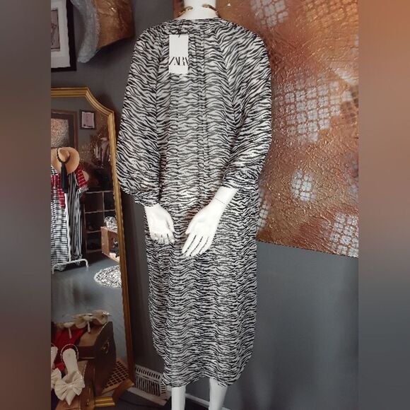 Zara NWT Sheer Zebra Print Midi Tunic Dress - Picture 3 of 16